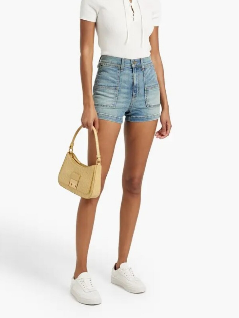 Nili Lotan Livie Denim Shorts High Rise Light Blue Size 29 3" Inseam